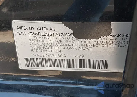 2012 Audi S4 3.0 Premium Plus z USA, uszkodzony, nr VIN WAUBGAFL5CA111439